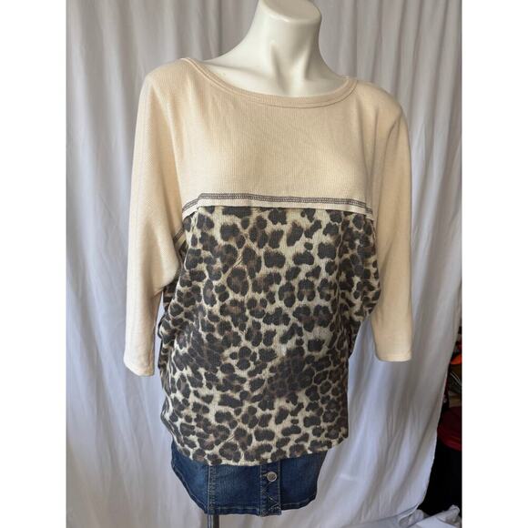 First Love by Lovelyn Leopard Print Colorblock Blouse - Picture 7 of 7